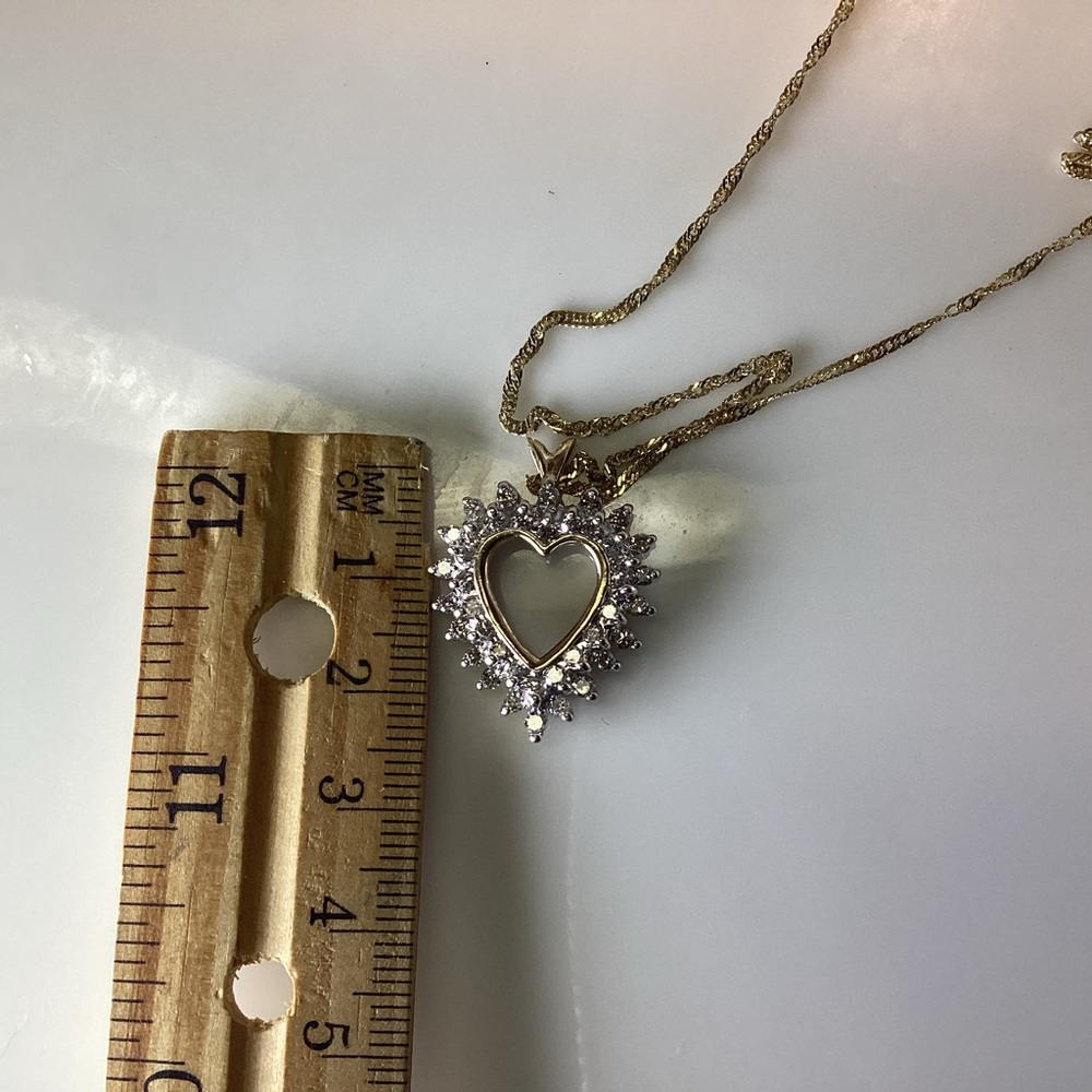 Gold Heart Diamond Pendant - Picture 7 of 11